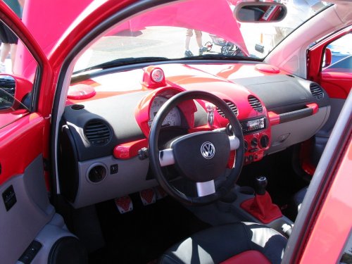Explosion of red in the interior of this Turbo New Beetle.
