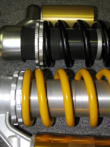 Detail 2
The Ohlins shock has more threads for more adjust-ability, likely for the range of springs it can accommodate.
