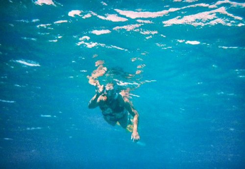 Antonette doing a great job snorkeling in +30' water!

