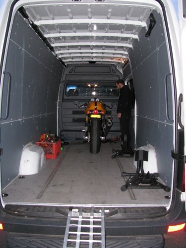 Todd in the Motocorsa van getting ready to unload 992cc of joy!
