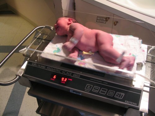 A healthy 6 pounds and 9 ounces.
