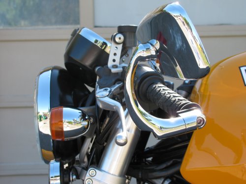 The lowered gauge faces are just about in-line with the stock handle bars.
