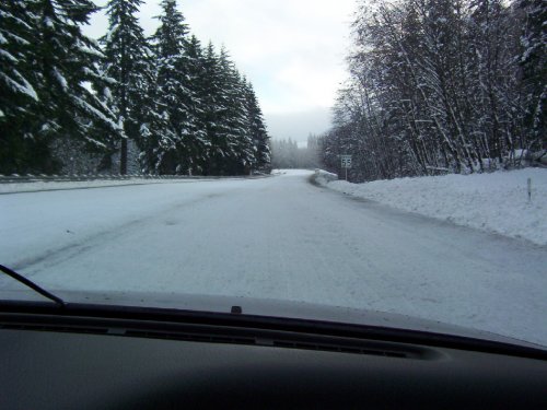 Traveling through the snow on Hwy. 26.
