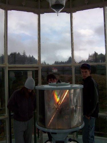 Just some people inside the lighthouse.
