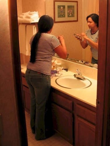 My sweetie getting ready.
