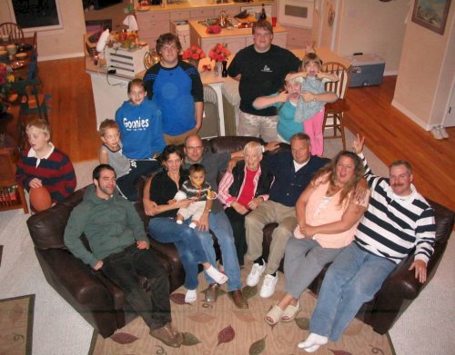 The whole gang!
Back row (left to right): Roger, Haven, Hava, Norman, Eli', Annie, and Morgan
On Couch (left to right): Alex, Maria holding Ronin, Karl, Magaw, Gransax, Kerby, and Steve
