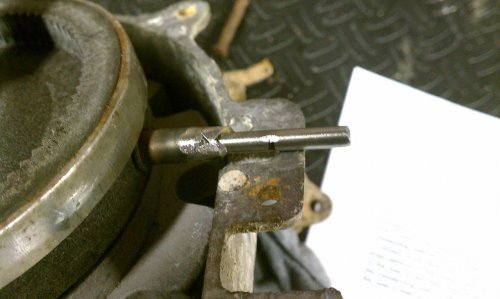 Planetary gear in position and pin marked where it needs to be cut.
