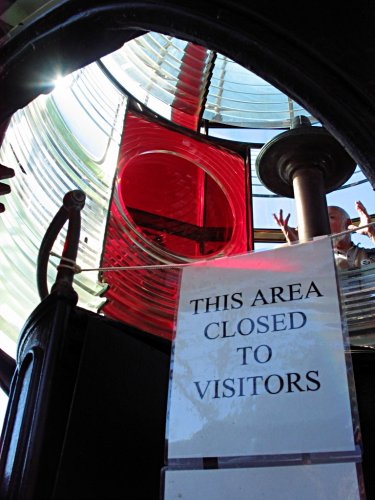 Fresnel lenses of the lighthouse light.  We were allowed up into the (hot) light lens area.
