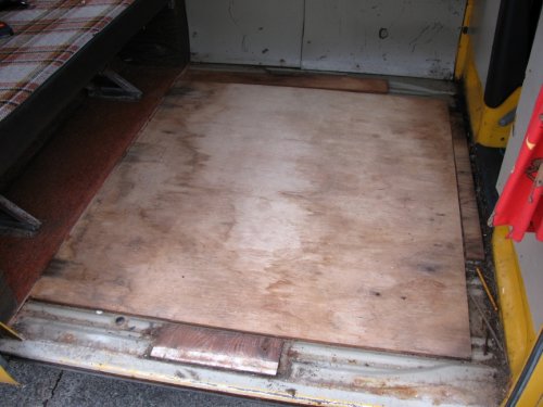 Close-up of the pieces of plywood.
