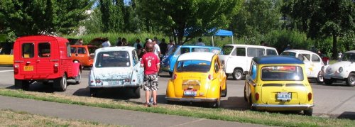 Micro-cars lined up.
