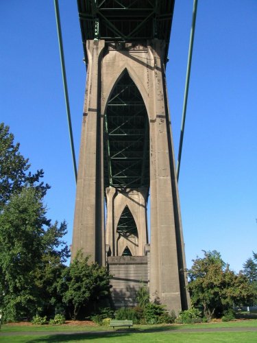 Under the St. Johns Bridge looking east...
