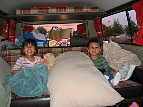 On our way to the camp ground and the kids enjoying themselves.
