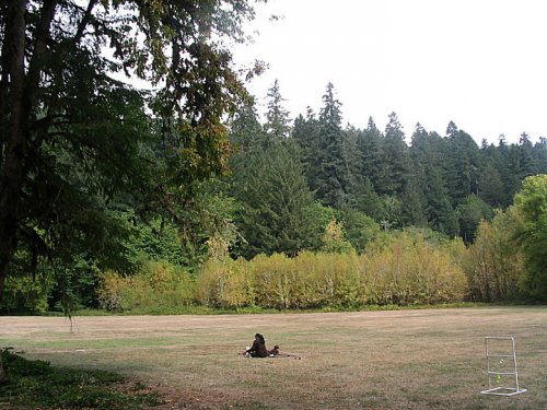 Antonette and Bella relaxing in the field.
