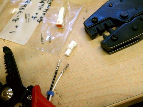 The JST electrical connectors/terminals are tiny, delicate, and not easy to get inserted into the plugs.  The crimpers on the right are just for these pins and were just over $40, which is CHEAP because the good ones go for over $400.
