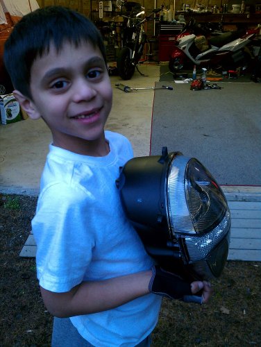 Side view, both lights covered
Top and bottom lights covered in lightest tint, LED not covered.
