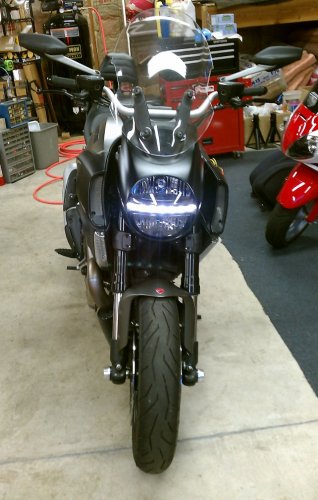 With film applied.
Running light on.
