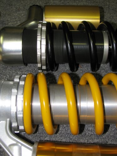 Detail 2
The Ohlins shock has more threads for more adjust-ability, likely for the range of springs it can accommodate.
