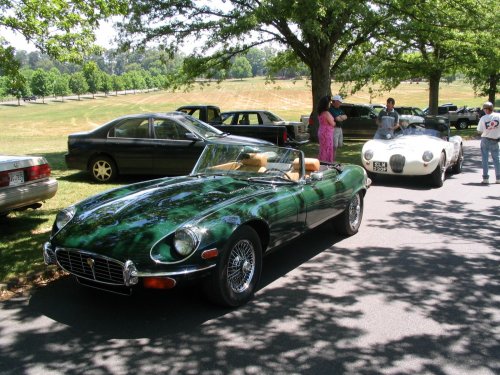 E-Type 12-cylinder.  Sounded great and the owner blipped the throttle for me...the sound was very smooth and rather quiet.  He said it is a nice and smooth running engine.
