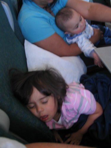 Flight home.  Benadryl really does help ;-)
