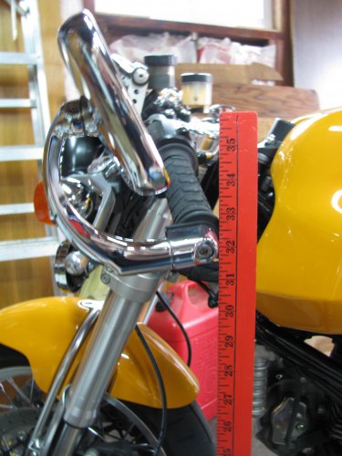 Before...
Yard stick shows 32" at bar-end mirror mount.
