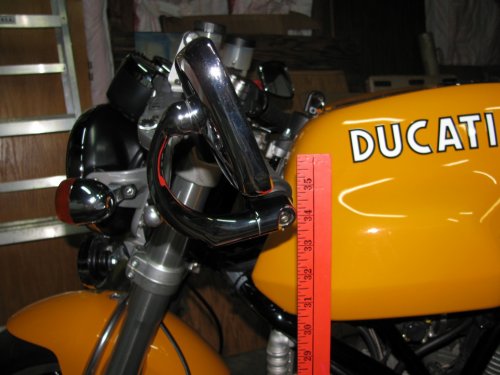 Now the bar-end mount is up two inches at 34" high.
