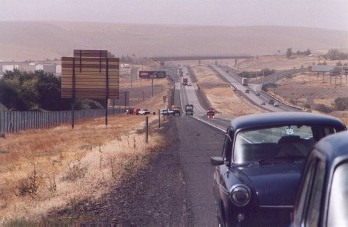 After Jacob's Squareback whips itself and the truck towing it 180� and ends up off the side of the road. ODOT shows up to see what happened (and the police showed up a few minutes later).
