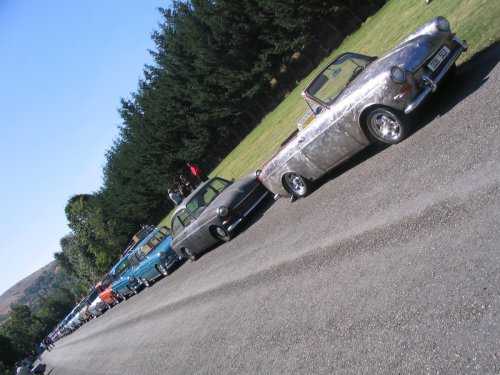 The Invasion campers lined up and ready for the Saturday car show in Myrtle Creek.
