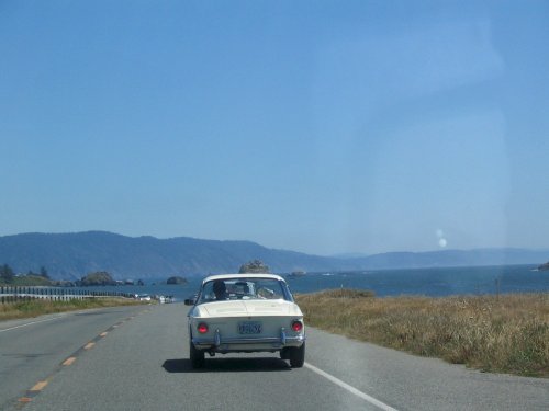 Behind Rick's (Alex's dad) Type 34, caravaning to the beach at Crescent City.
