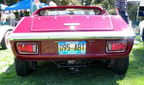 Lotus Europa.  Mid-engined and I was amazed at how low the tail-shift tranny was to the ground!  Makes my Porsche 914 transaxle look much better.
