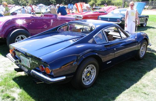 Dino 246.  I peeked inside and noticed the seat belt latches had VW/Audi logos on them...?
