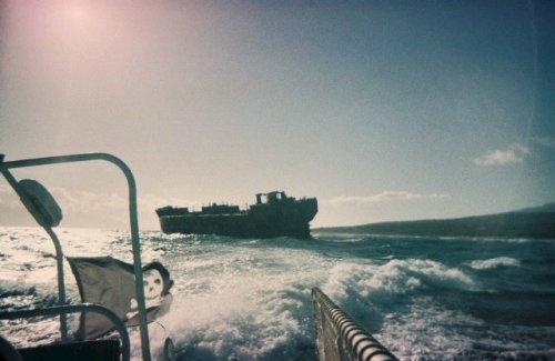 Our Lanai Dolphin Safari by [url=www.safariboatexcursions.com]Safari Boat Excursions[/url].  Pictures taken with a cheap-o, waterproof camera preloaded with 800 speed film...so it's a bit grainy...and explains the crappy underwater shots (and I used the flash).  Here is our first stop, a [url=http://maps.google.com/maps?f=q&hl=en&geocode=&time=&date=&ttype=&q=maui,+HI&ie=UTF8&ll=20.921489,-156.910053&spn=0.003563,0.004989&t=h&z=18&om=1]WWII Liberty ship[/url].
