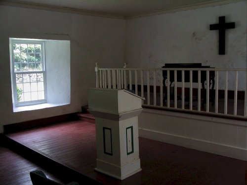 Inside the Palapala church (Palapala Ho'omau Church, Kipahulu, Maui, 1857) and its tiny cemetery, where Charles Lindbergh is buried.
