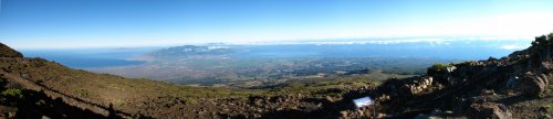 Over-looking Maui from the crater's outside edge.
