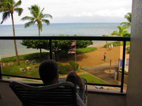Day 2
Me relaxing on the lanai (patio).  We were on the second floor this time.
