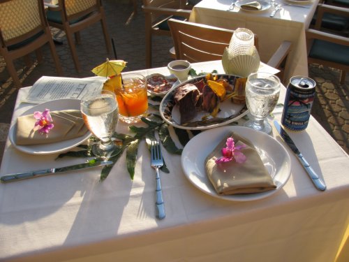 Our table.  Good food with five courses and native dancing.

