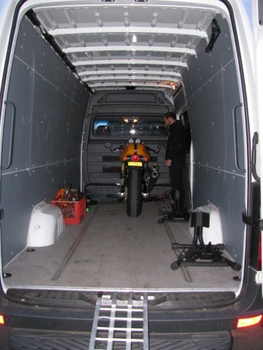 Todd in the Motocorsa van getting ready to unload 992cc of joy!
