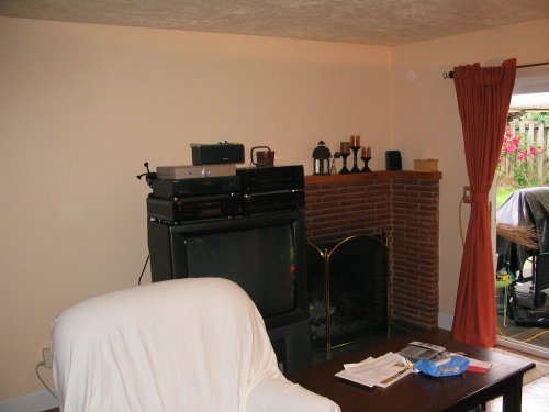 Before crown moulding (baseboard trim & new windows installed).
