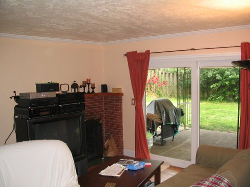 After crown moulding (just installed & not patched/painted).
