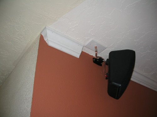 Detail of how I mounted the surround speakers.
