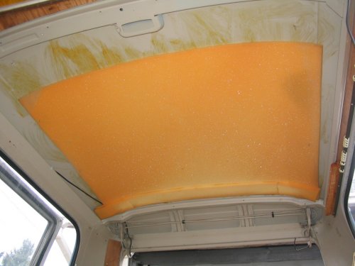 Foam padding on ceiling in Bus.  Maybe it's acting as insulation or if you sit up in the lower bed too fast it helps cushion the blow?
