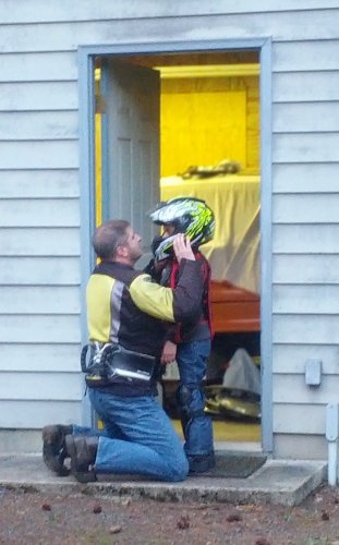 Final adjustments before our ride.
