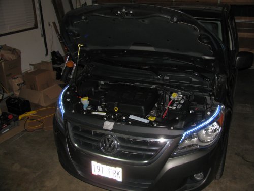 All done!
Lights on.  I took this picture with the flash to dim the LED array as they are very bright.
