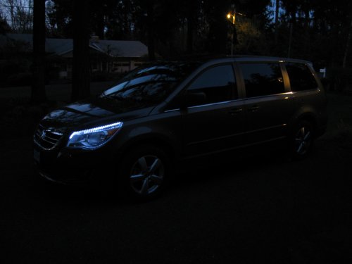 Just after sunset.  At the time I took these pictures it was brighter out than what appears in the images.  The LEDs are bright enough to the camera that it used a faster shutter speed, thus making the image look darker than it really is.
