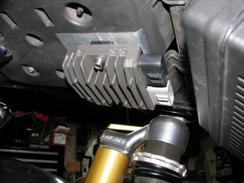 Now insert the right bolt in the R/R and tighten into the seat pan's captured nut.  Remove the left bolt, apply Loc-tite (just like the other two fasteners) and tighten it to the bracket.  Very snug but not so tight that you strip out the threads in the metal!
