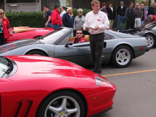 Getting the cars lined up for the charity rides.
