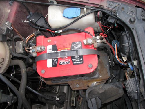 10
Relay zip-tied to hose clamp on left [driver] side.  Ballast/ignitor is under the light housing, on the longitudinal bumper frame(?), sitting on a pad.
