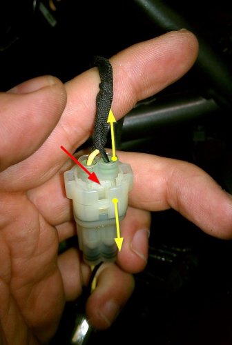 Two terminal connector comes apart just like the three terminal connector.
